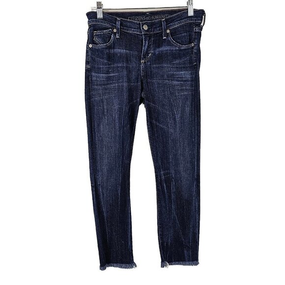 Citizens Of Humanity Denim - Citizens of Humanity Ava Low Rise Straight Leg Blue Jeans Womens Size 26 Frayed